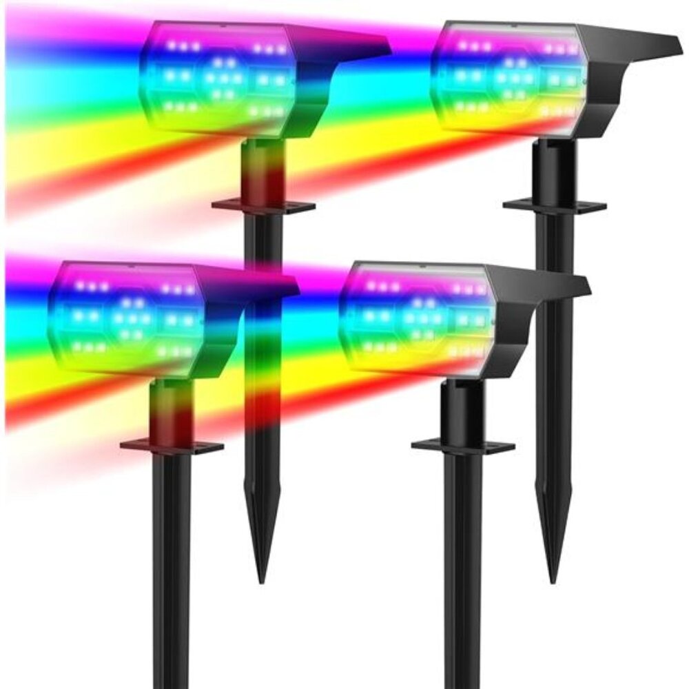 Solar Color Changing Outdoor Lights Waterproof RGB Garden Yard Landscape Decor